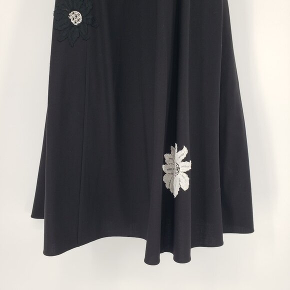 Creatures of the Wind Midi Dress 2 Applique Floral Lace 100% Wool A Line Black - Picture 3 of 7